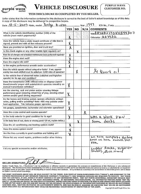 image for item 7511 1997 Dodge Ram B2500 van