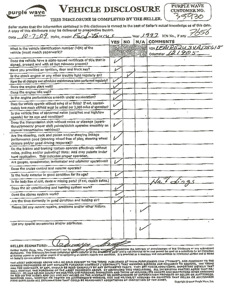 image for item 7656 1997 Ford Taurus GL
