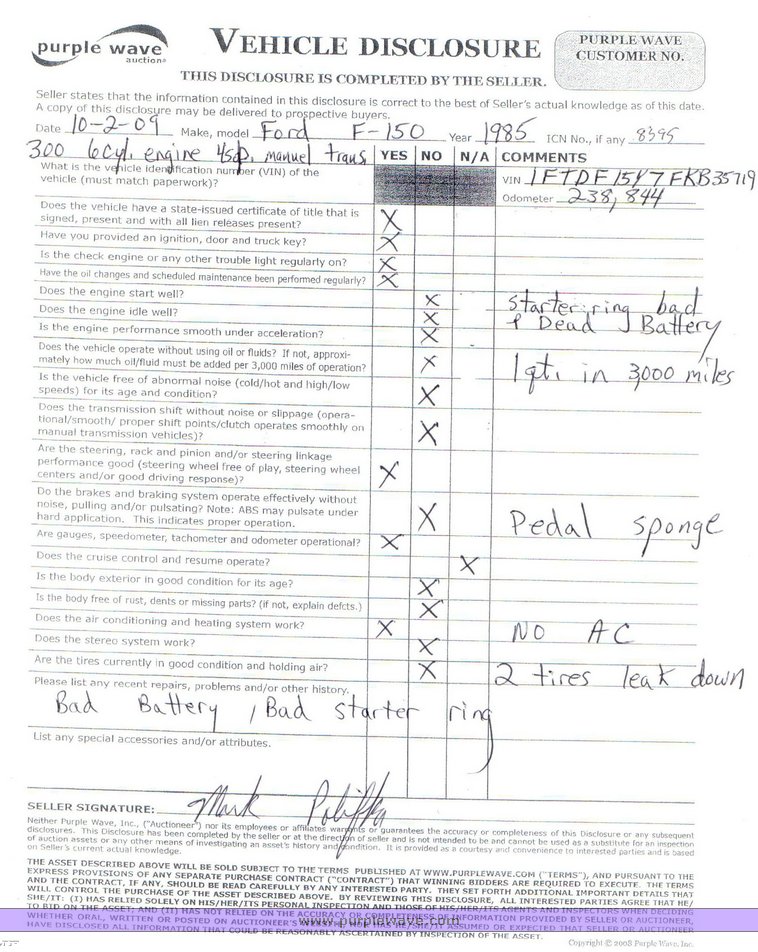 image for item 8395 1985 Ford F150