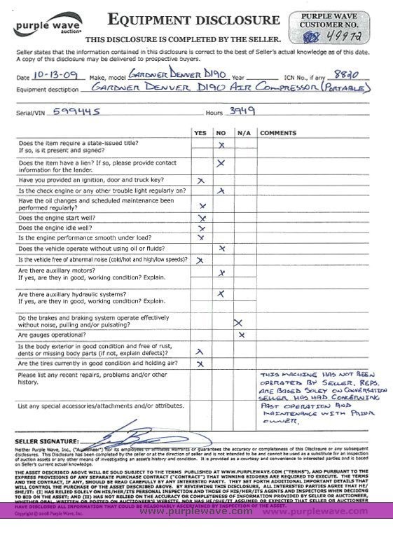 image for item 8820 Gardner Denver D190 SPHGA portable air compressor