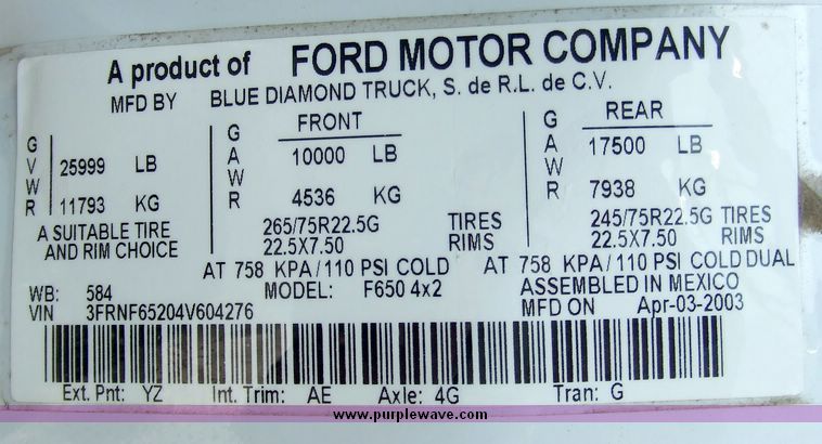 image for item 5969 2004 Ford F650 XL Super duty dump truck