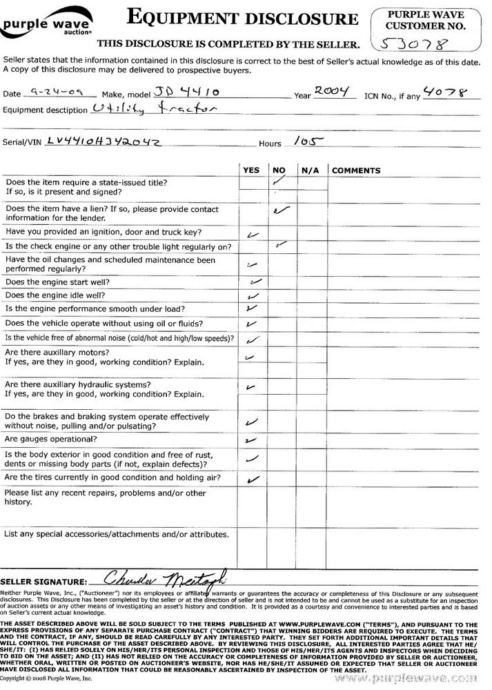 image for item 4078 2004 John Deere 4410 utility tractor