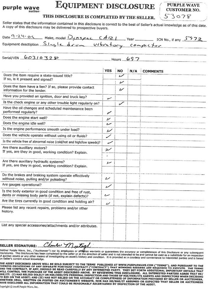 image for item 5972 Dynapac CA121 single drum vibratory compactor