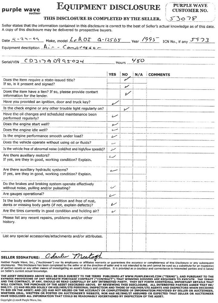 image for item 5973 1995 Leroi Q125DJ-F air compressor