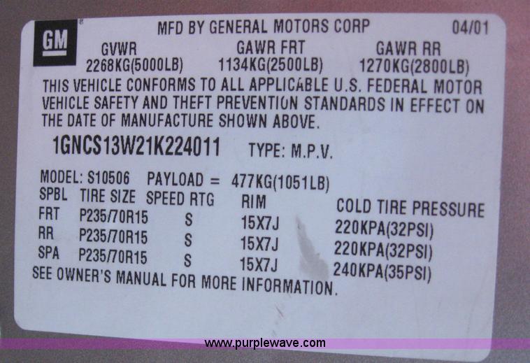 image for item 6531 2001 Chevrolet Blazer LS