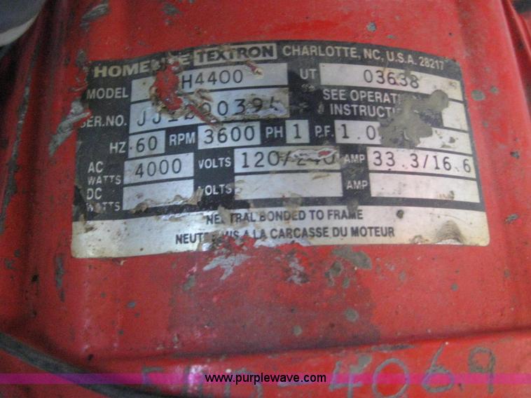 image for item 6600 1989 Homelite XH4400 generator