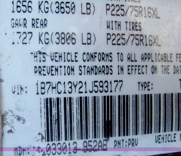 image for item 6682 2001 Dodge Ram 1500