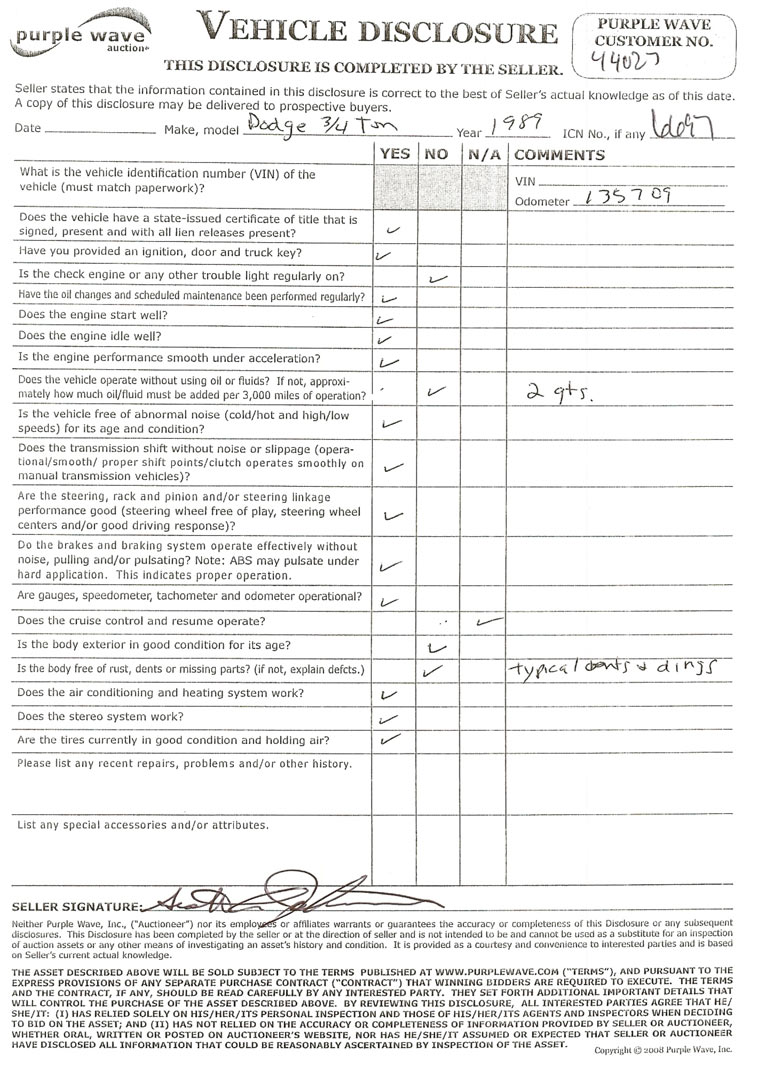 image for item 6697 1989 Dodge D-250 pickup