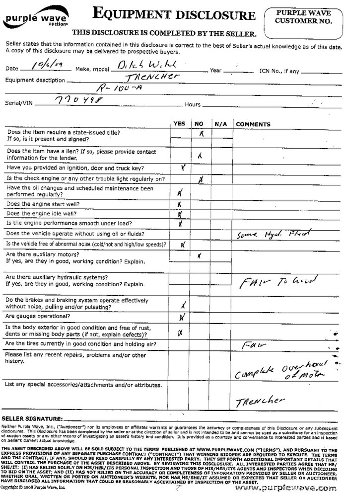 image for item 6721 Ditch Witch R100A trencher