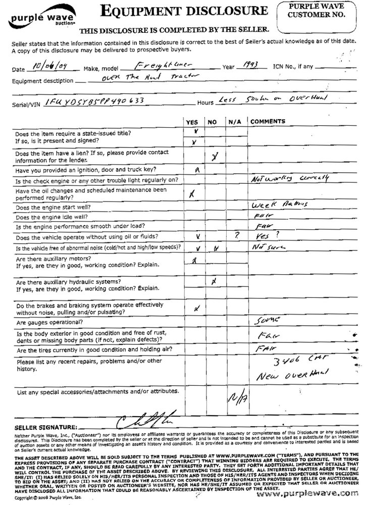 image for item 6723 1993 Freightliner Conventional FLD120 semi truck with sleeper