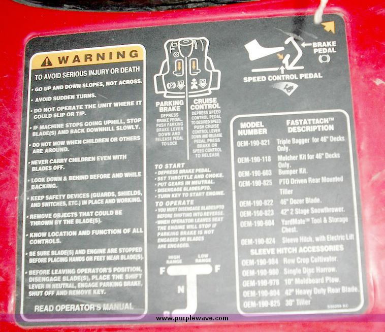 image for item 3831 Troy Bilt 50" cut riding lawn tractor