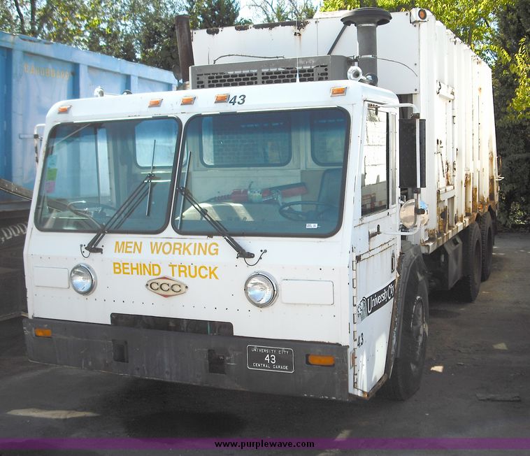 image for item 3883 1997 Crane Carrier Centurion low entry refuse truck with rear loader