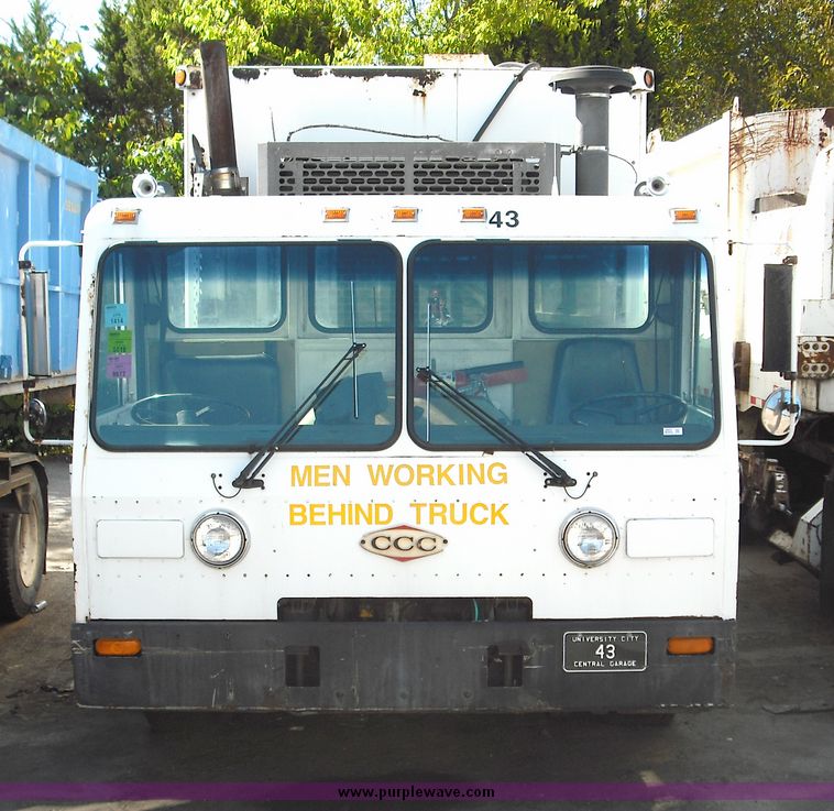 image for item 3883 1997 Crane Carrier Centurion low entry refuse truck with rear loader