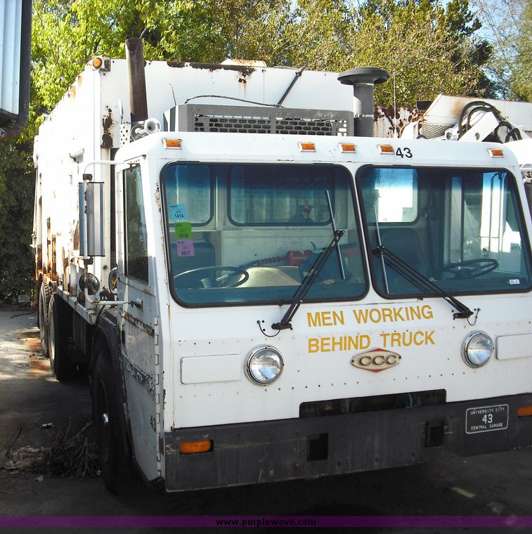 image for item 3883 1997 Crane Carrier Centurion low entry refuse truck with rear loader