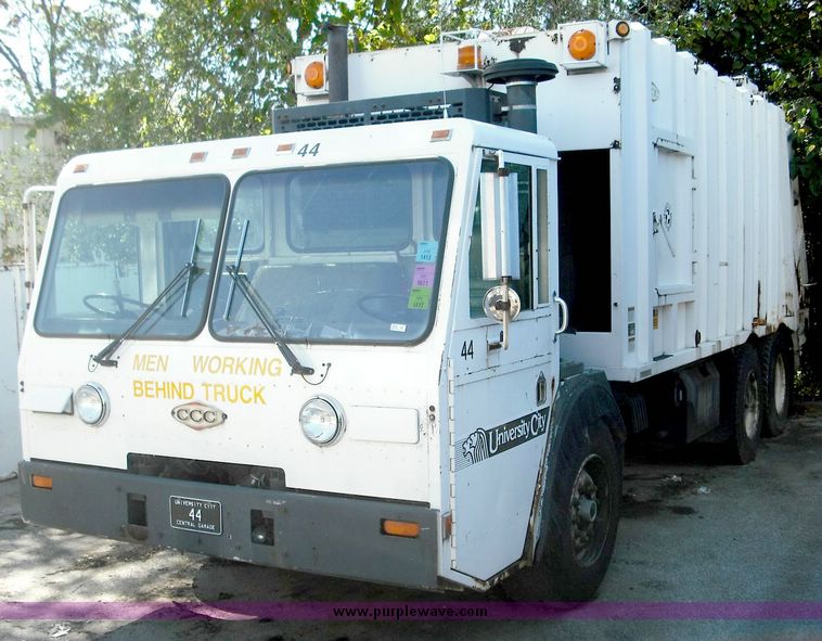 image for item 3884 1996 Crane Carrier Centurion low entry refuse truck with rear loader