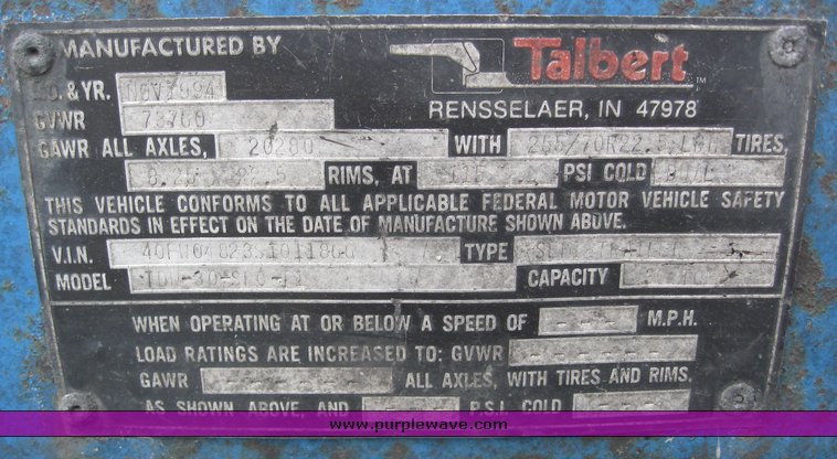 image for item 6778 1995 Talbert TWD-30-SPG-T1 48' drop deck trailer