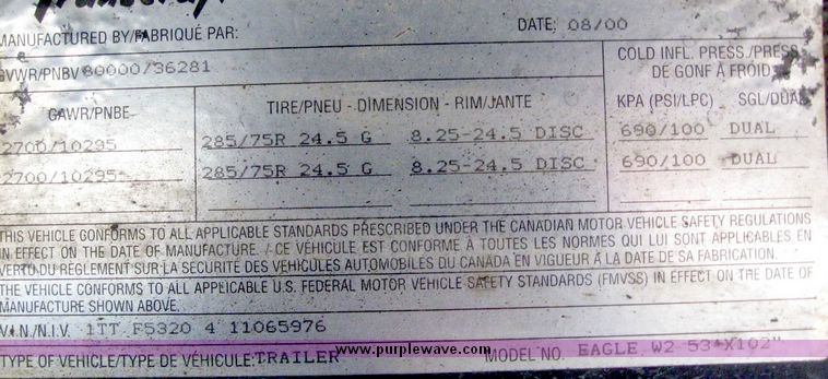 image for item 6779 2001 Transcraft Eagle W2 53'x102