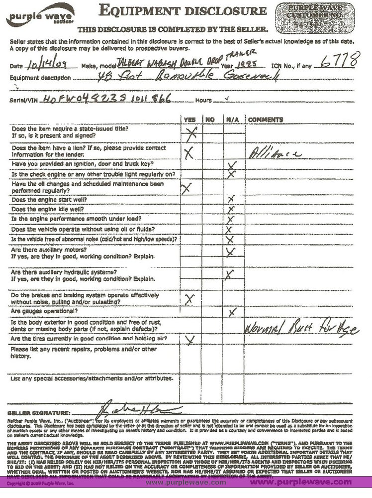 image for item 6778 1995 Talbert TWD-30-SPG-T1 48' drop deck trailer