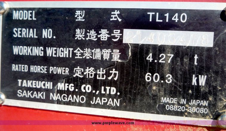 image for item 2096 2006 Takeuchi TL140 skid steer