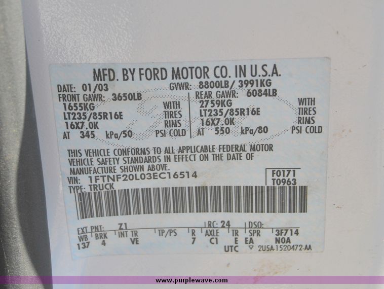 image for item 6026 2003 Ford F250 Super Duty pickup