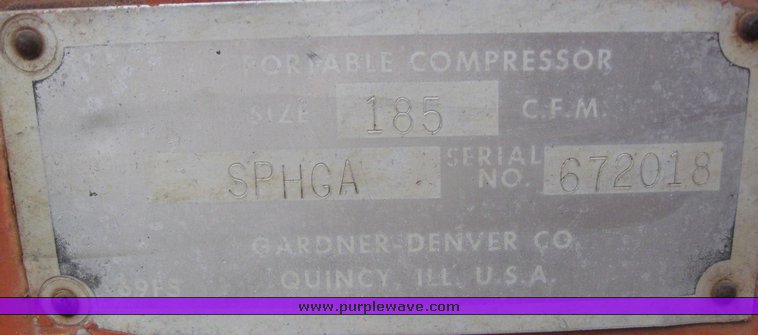 image for item 8862 Gardner Denver SPHGA portable air compressor on single axle trailer