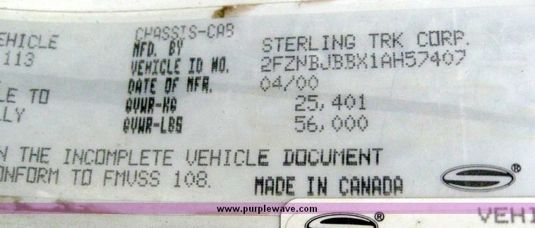 image for item 5009 2001 Sterling LT8511 TADT tandem axle dump truck