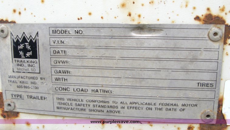 image for item 6952 Trail King TK70RG-392 flat bed tandem axle semi trailer