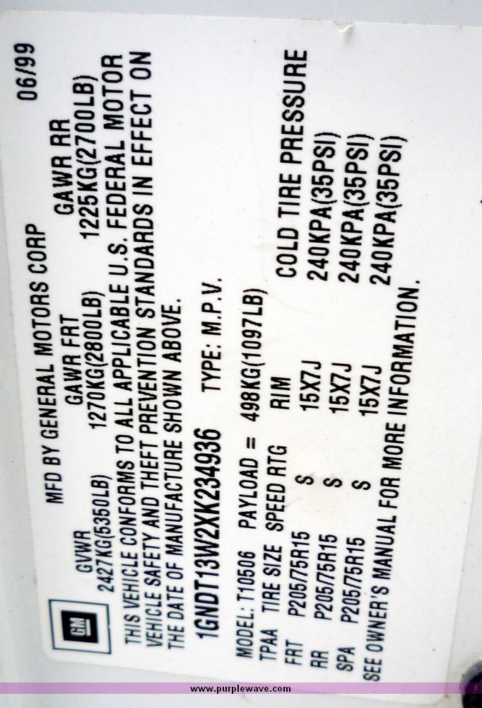 image for item 2081 1999 Chevrolet Blazer