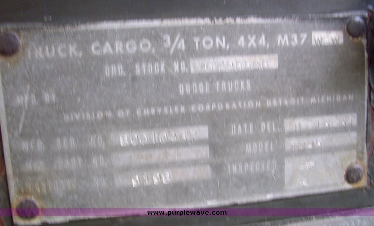 image for item 4150 1951 Dodge M37 military truck