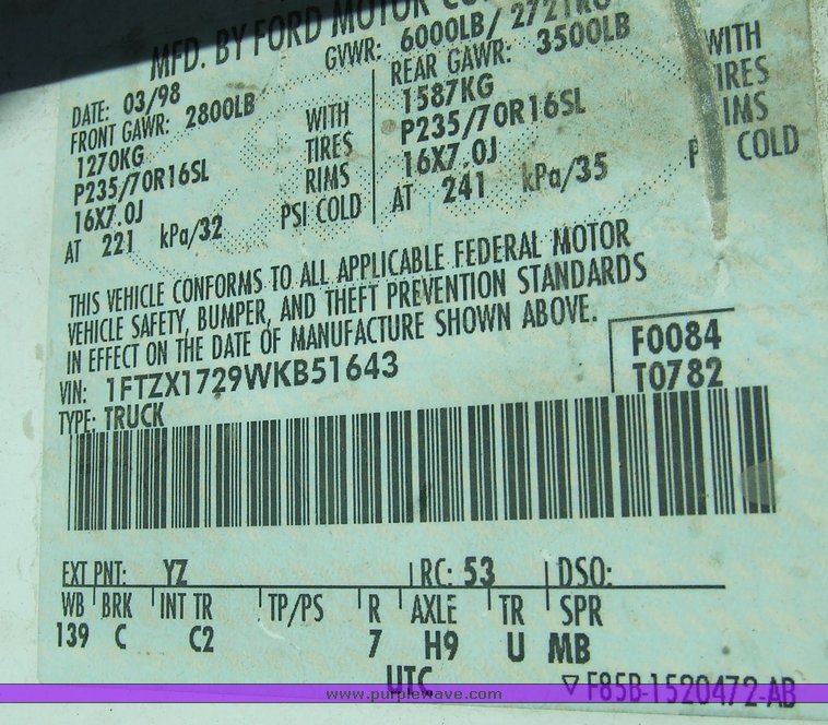 image for item 6514 1998 Ford F150 pickup truck