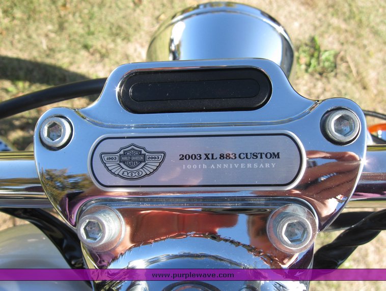 image for item 8022 2003 Harley Davidson XL 883 custom 100th anniversary edition motorcycle
