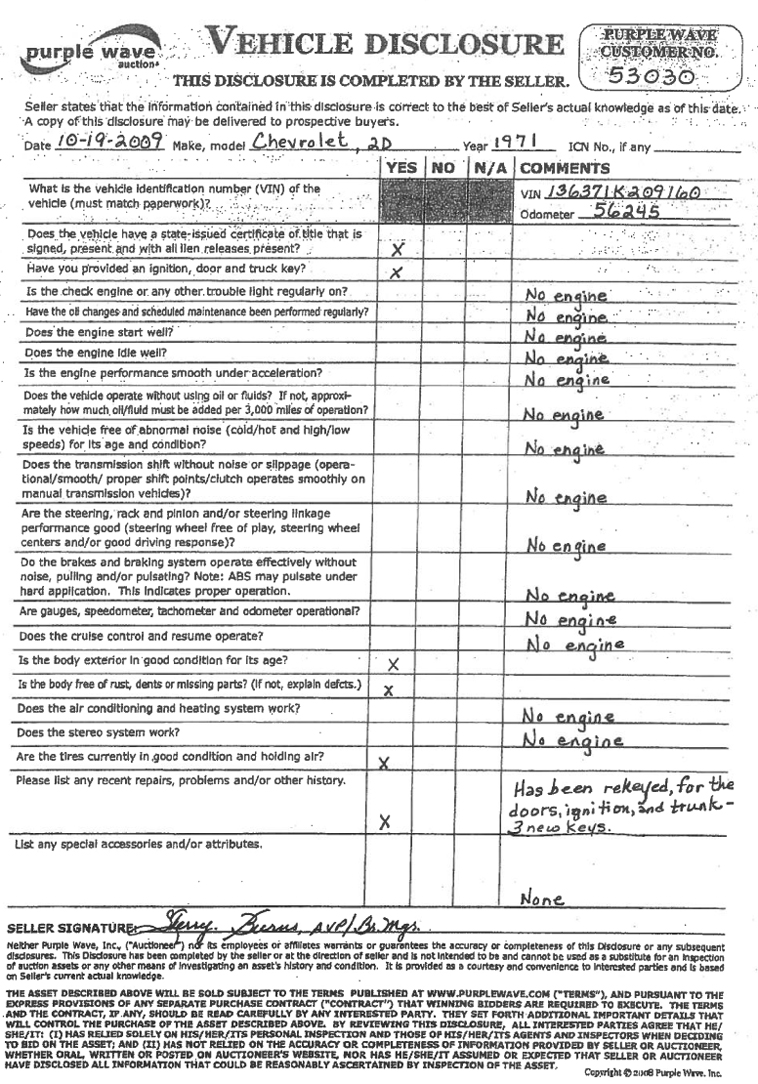 image for item 1000 1971 Chevrolet two door