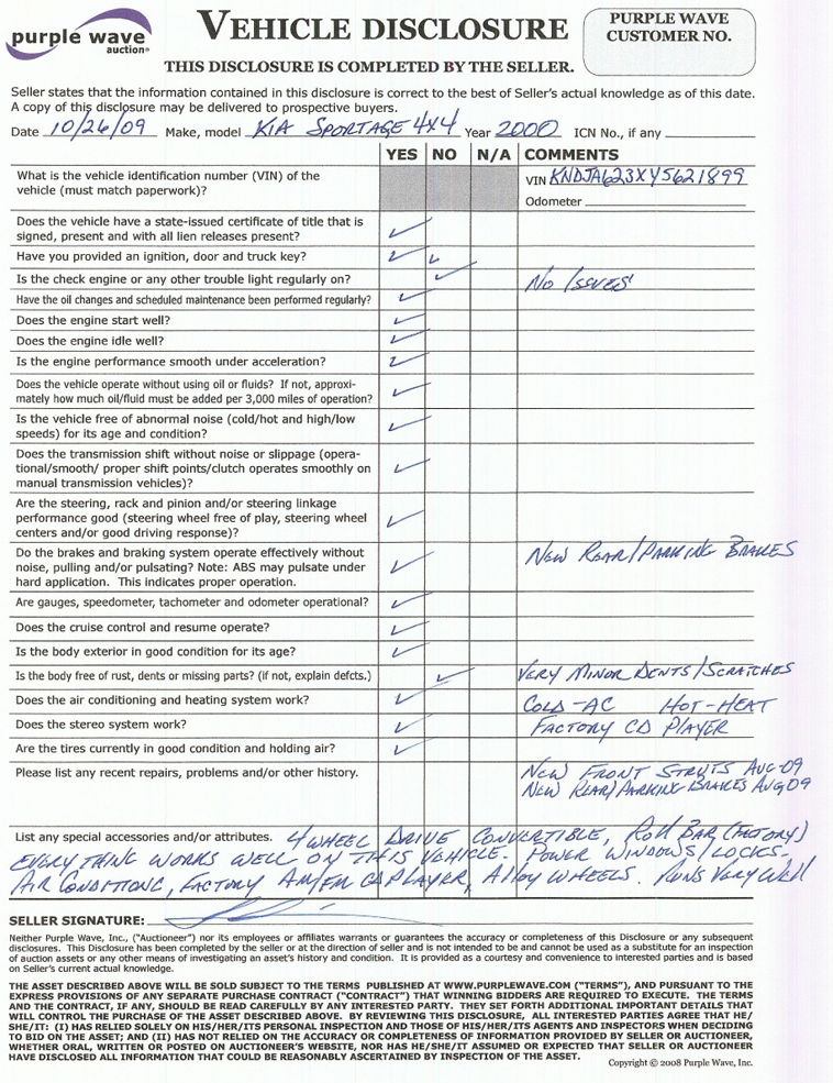 image for item 3962 2000 Kia Sportage