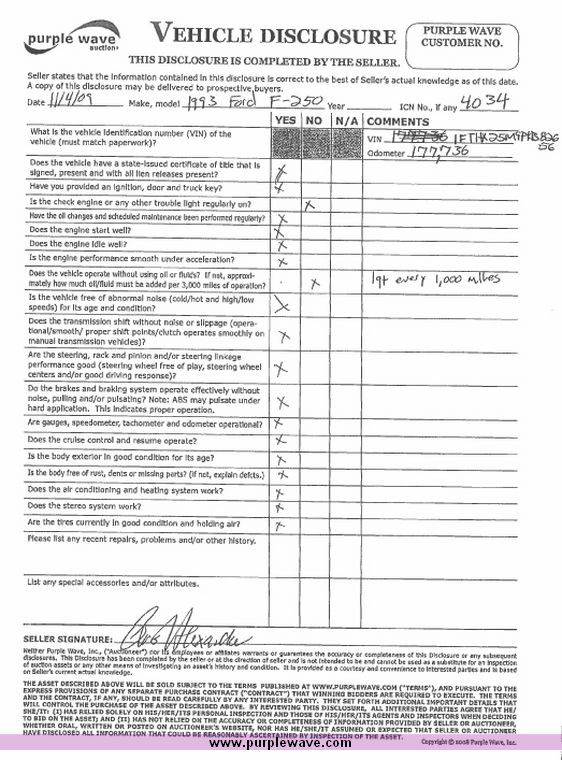 image for item 4034 1993 Ford F250 super cab pickup