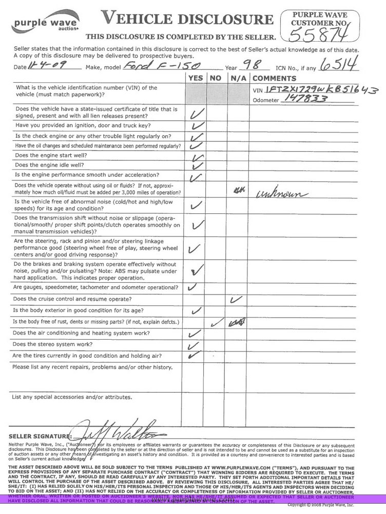 image for item 6514 1998 Ford F150 pickup truck