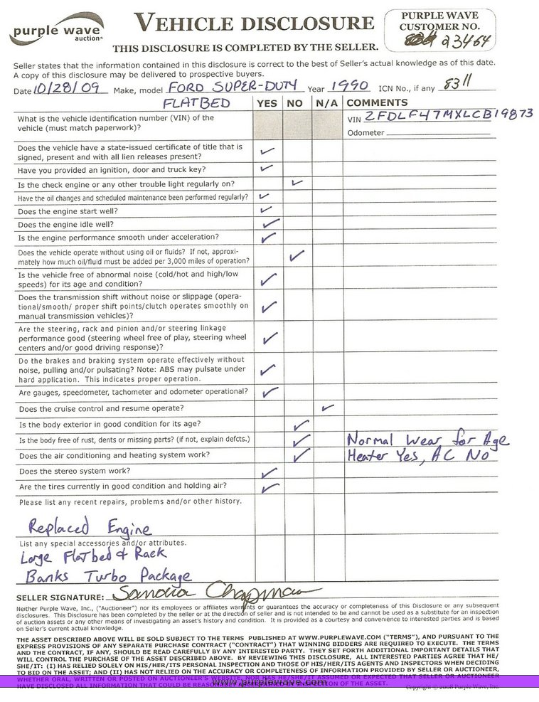 image for item 8311 1990 Ford F Super Duty pickup truck