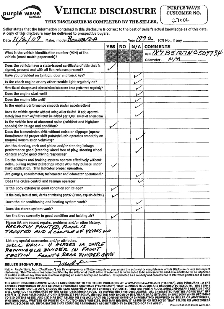 image for item 4167 1992 Bonanza 20' tandem axle stock trailer