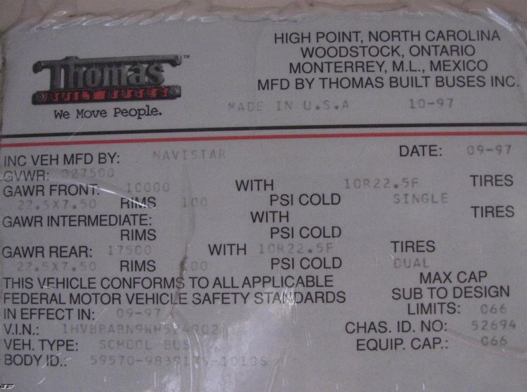 image for item 6522 1998 International 3800 66 passenger school bus