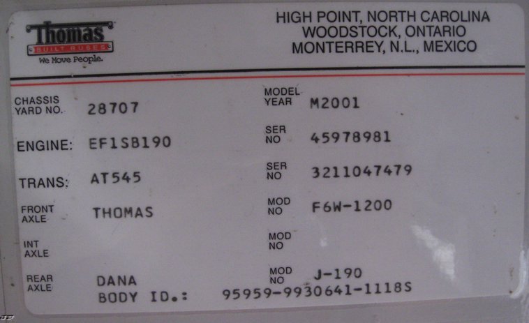 image for item 6525 2000 Thomas 65 passenger school bus