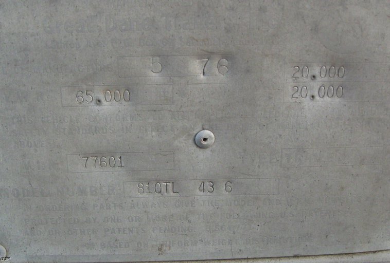 image for item 6529 1976 Great Dane 810TL 43.5' dry van trailer