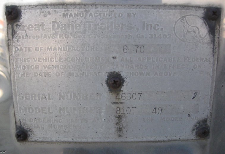 image for item 6530 1971 Great Dane 810T40 43.5' dry van trailer