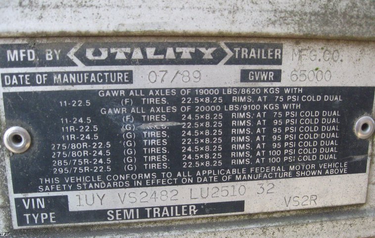 image for item 6535 1990 Utility V5ZR 48' dry van trailer