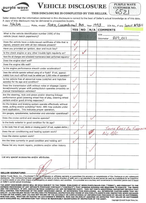 image for item 6521 1993 Ford COWLSB700F 66 passenger school bus