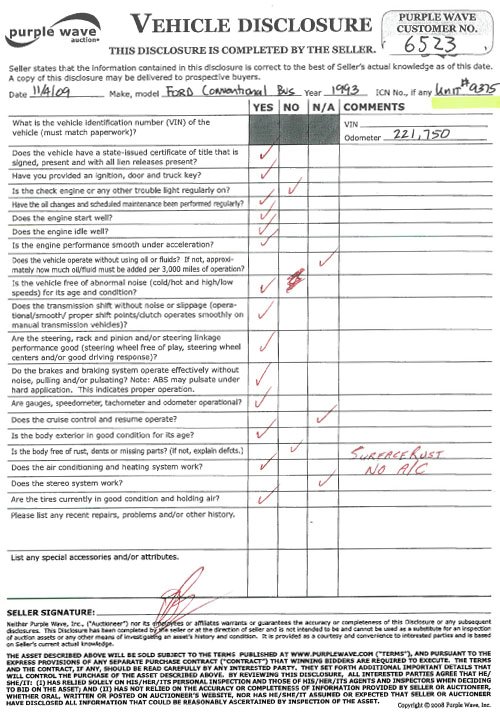 image for item 6523 1993 Ford COWLSB700F 66 passenger school bus