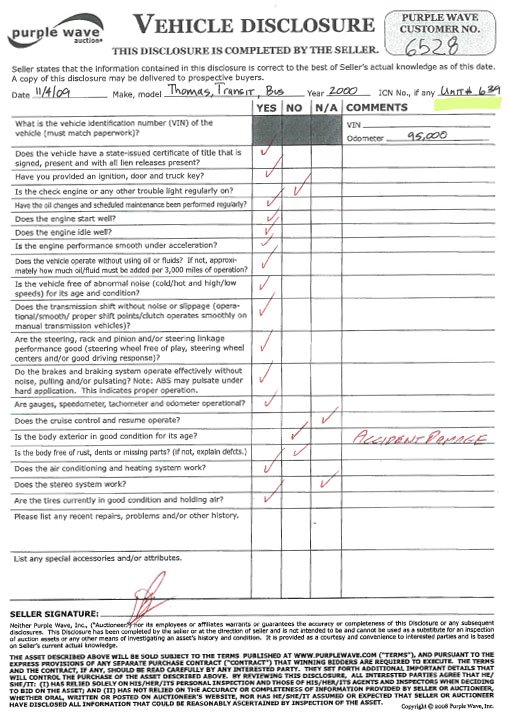 image for item 6525 2000 Thomas 65 passenger school bus