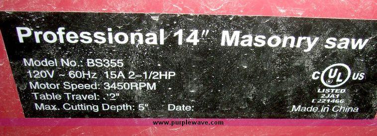 image for item 6523 14" professional masonry saw with portable stand