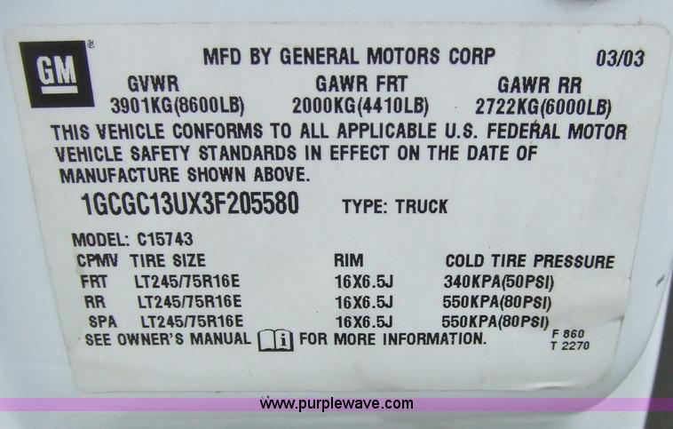 image for item 6537 2003 Chevrolet Silverado C1500HD crew cab pickup