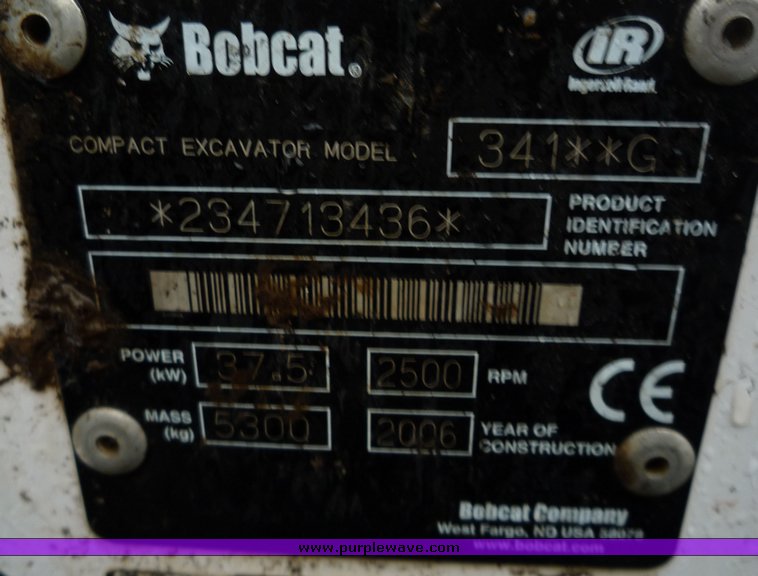 image for item 4243 2006 Bobcat 341G compact excavator
