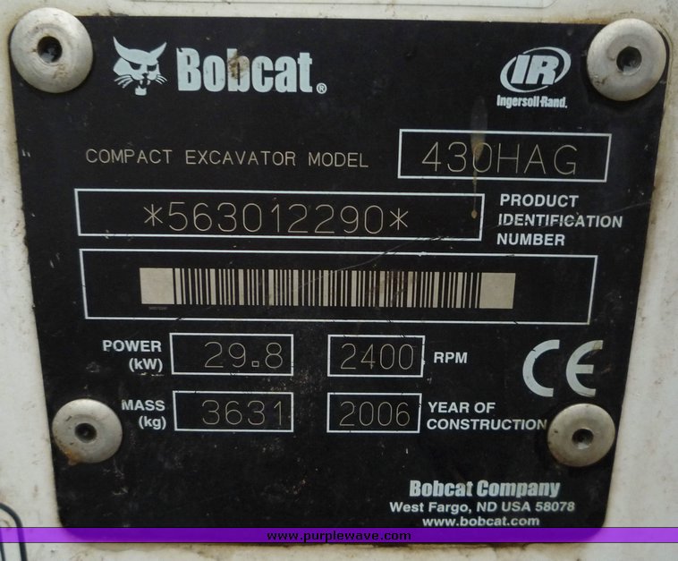 image for item 4247 2006 Bobcat 430E Fast Track compact excavator