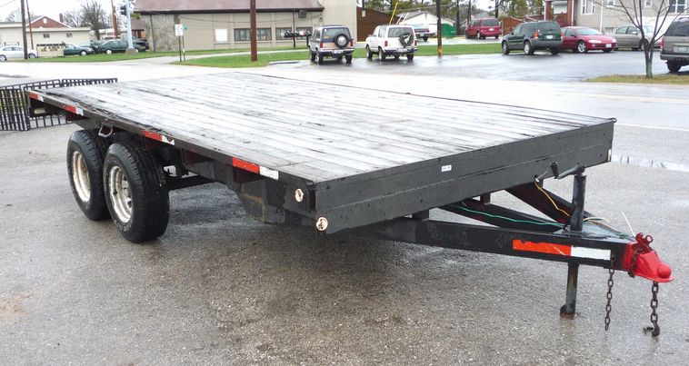 image for item 4259 16' x 7'7" shop built double axle trailer